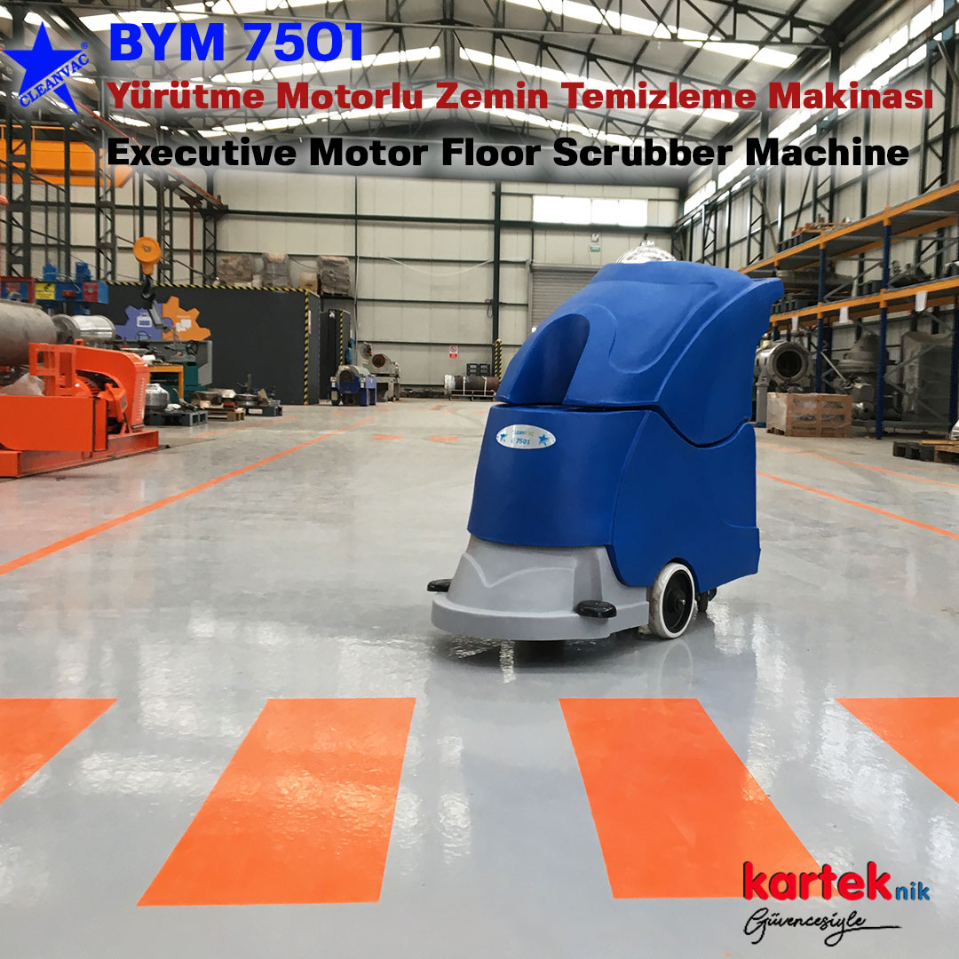 Akülü Yürütme Motorlu Zemin Temizleme Makinesi Cleanvac BYM 7501