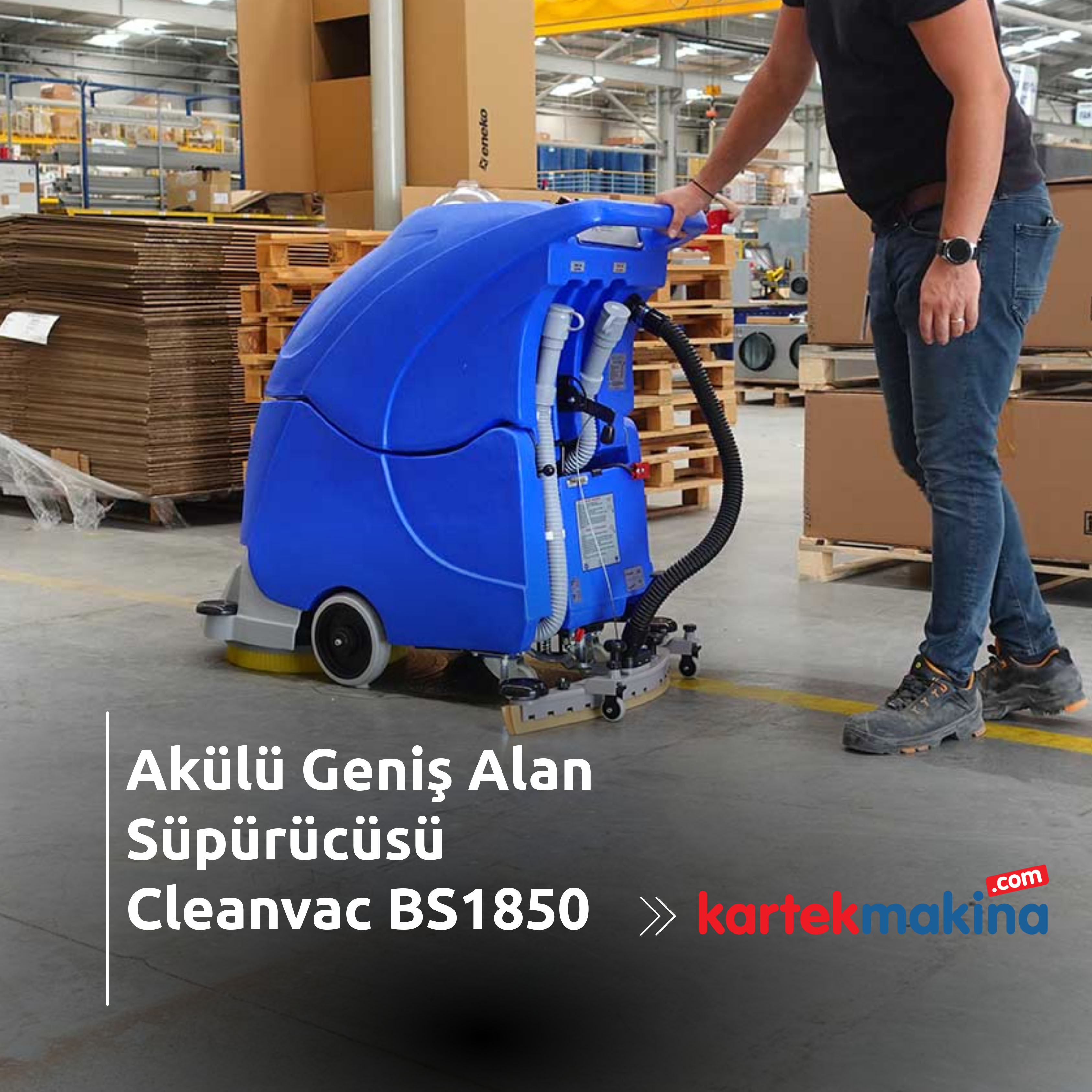 Akülü Geniş Alan Süpürücüsü Cleanvac BS1850