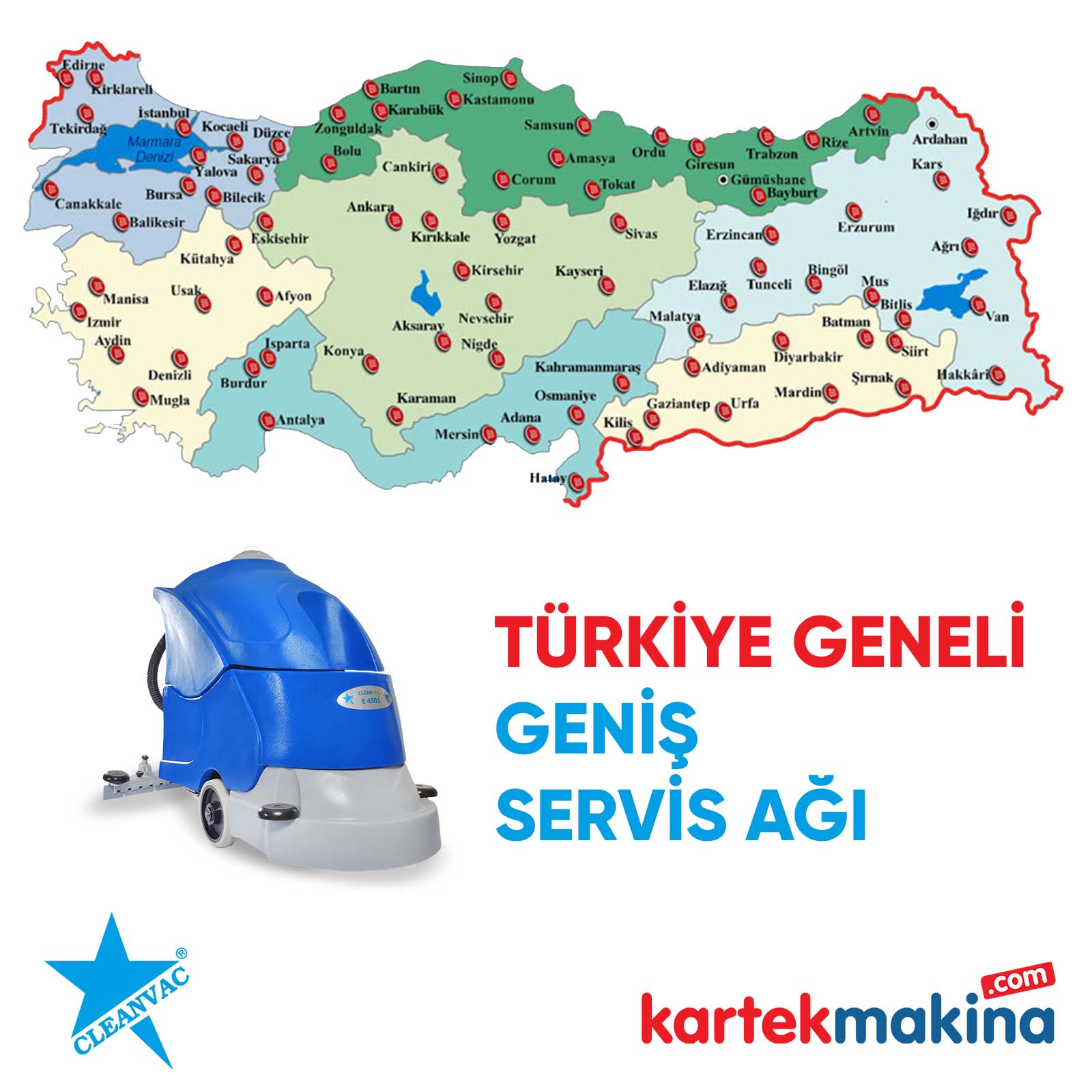 Cleanvac Zemin Temizleme Makineleri - Geniş Servis ağı