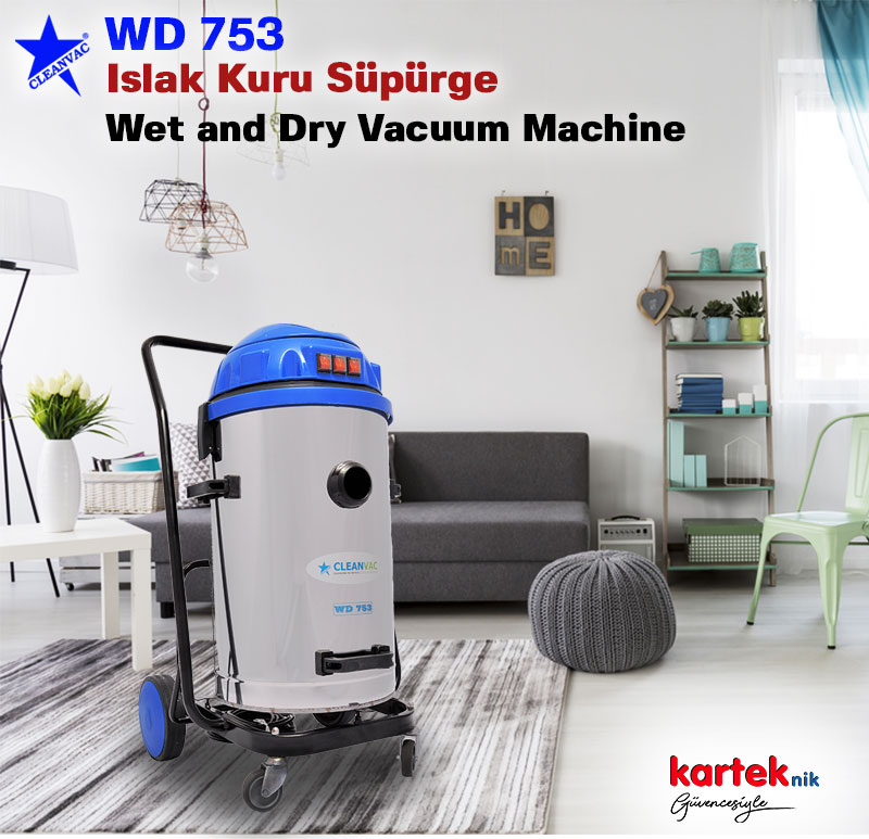 Wet Dry Three Motor Industrial Vacuum Cleaner Cleanvac WD-753