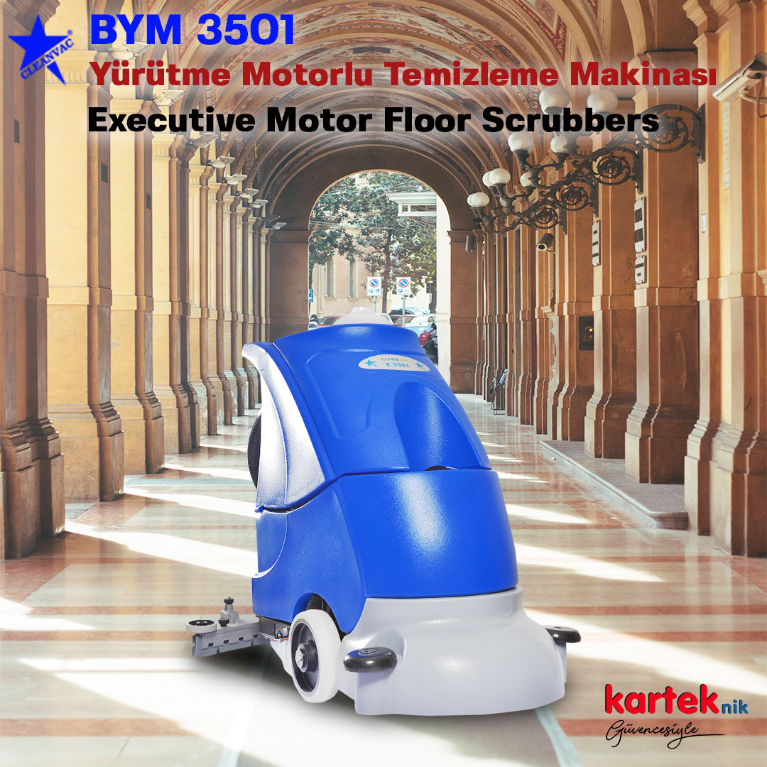 Akülü Yürütme Motorlu Zemin Temizleme Makinesi Cleanvac BYM 3501